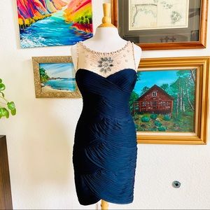 Adrianna Papell Crystal & Pearl Illusion Dress, 8